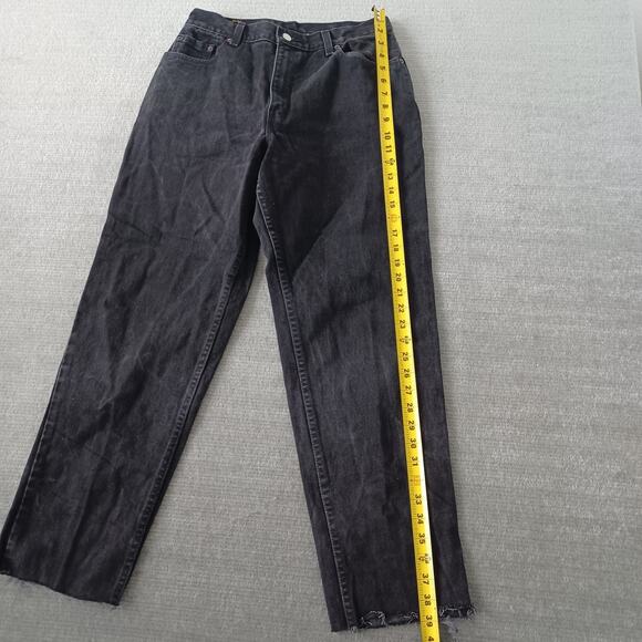 Vintage Y2K Levi's 550 Jeans Women 28 Charcoal Relaxed High Rise Raw Hem Zip Fly - Picture 7 of 10